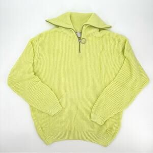 ASOS DESIGN knit oversized fisherman rib large collar sweater in lemon Size S